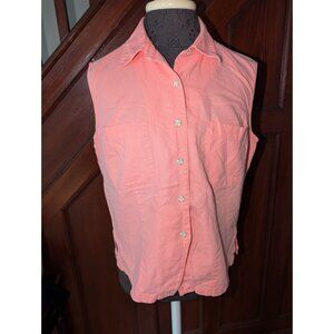 Casual Corner Annex Womens Sleeveless Pink Button-Down Shirt M Cotton
